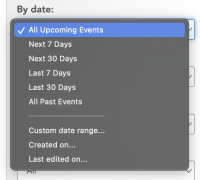 A view of options to search by date in the dashboard.