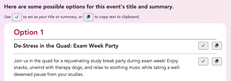 AI suggestion example responses