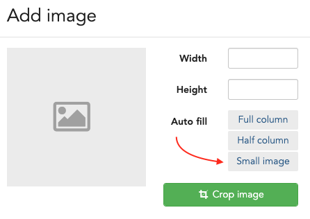 Small image option in edit image modal