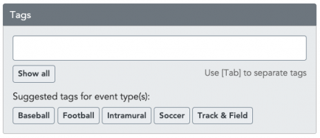 Tags suggested when an event type is checked