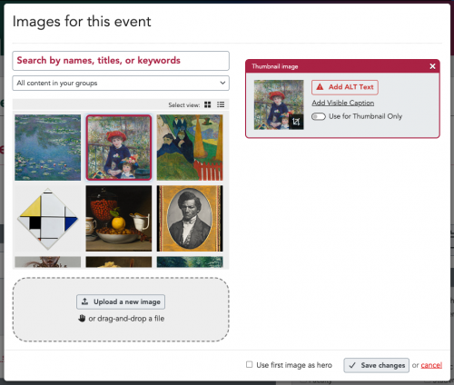 UI of the 3.0 add/change images modal