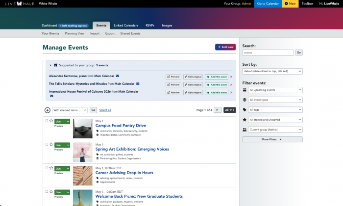 Example of refreshed backend LWC3 ui