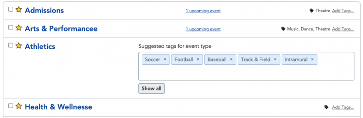 Event Types and Tags - LiveWhale Support