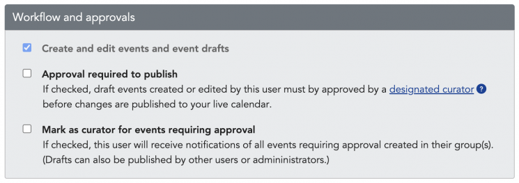 Draft and approval options for user settings