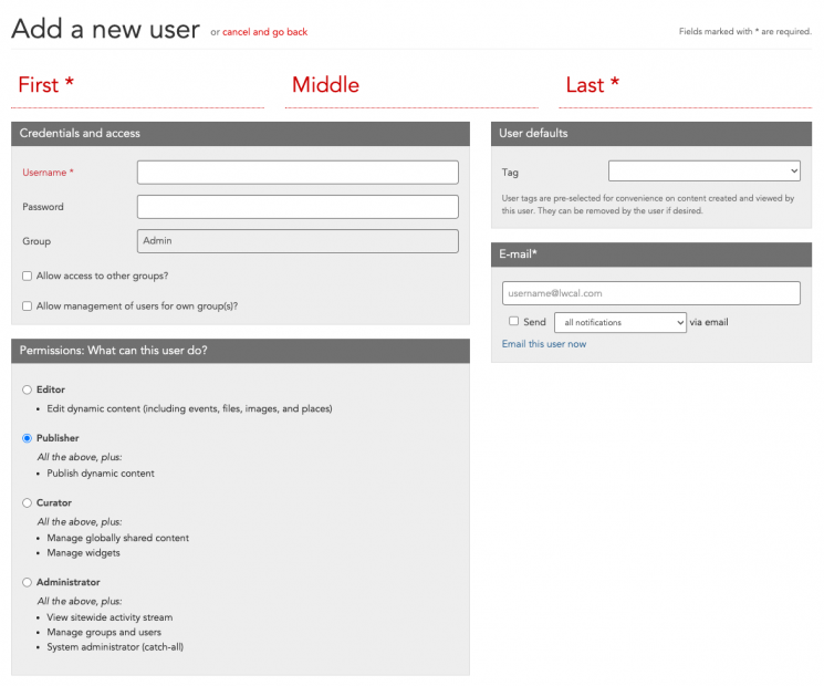 Add user interface for LiveWhale Calendar