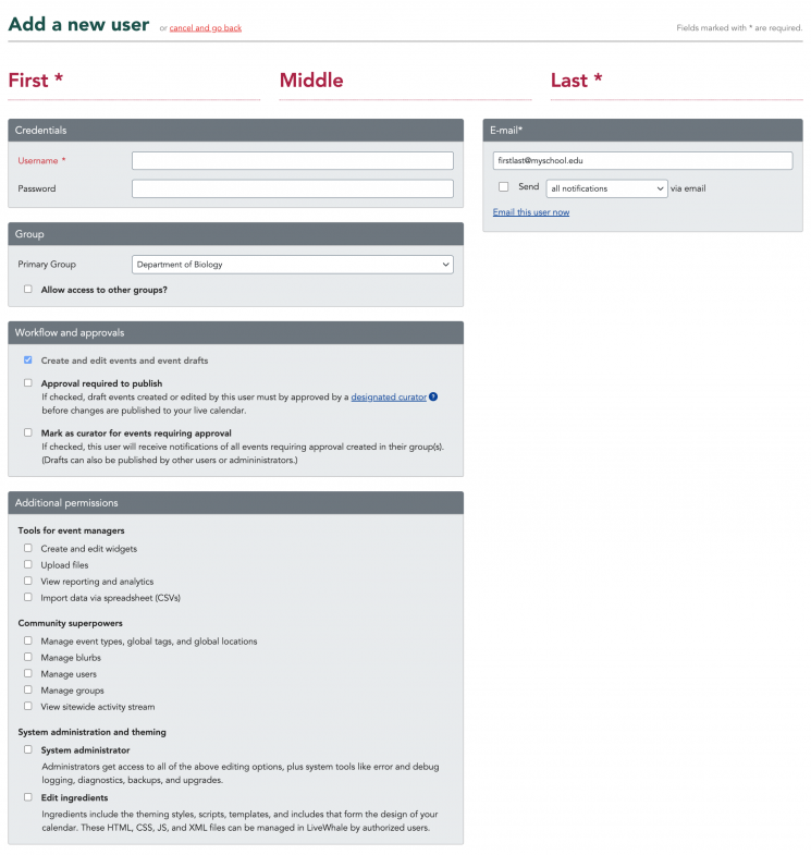 Add new user page in LW 3