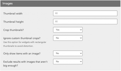 Widget Image Settings Widget Editor - Image Settings