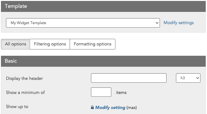 Using a widget template Using a widget template